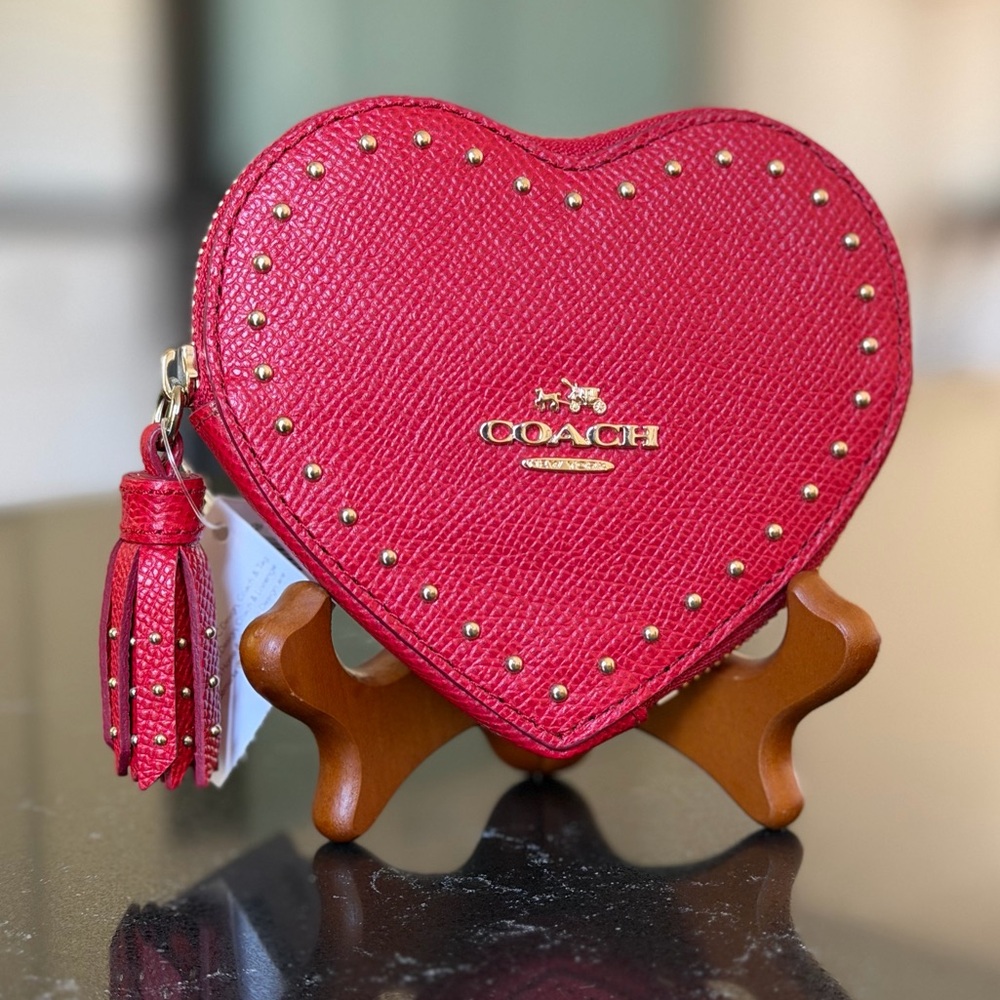 Coach Heart-Shaped Red Coin Case